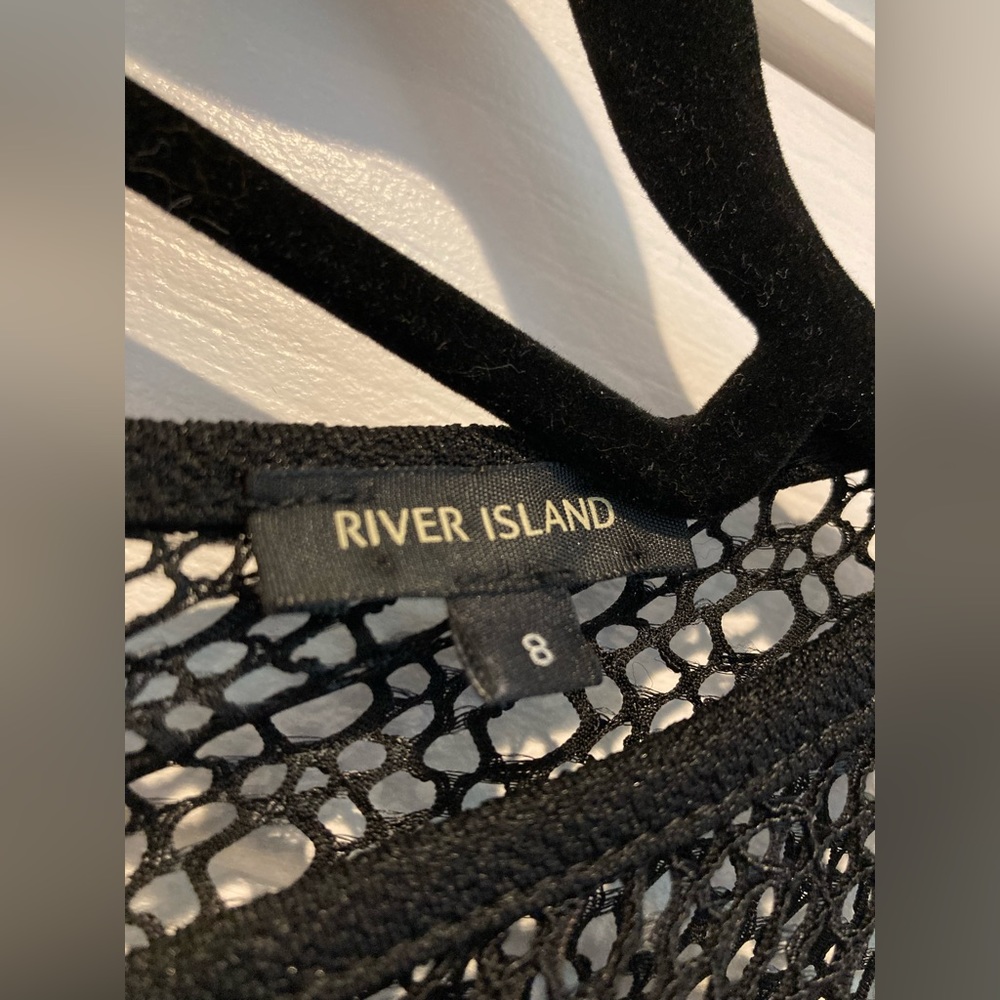 River Island black lace panel bodycon dress ladies size 8 - Picture 4 of 6